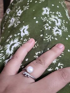 silver plated Pearl Accent Ring