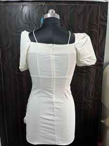 White Mini Dress Puff Sleeve