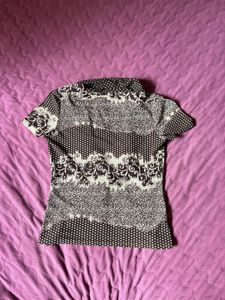 Chic Brown &amp; White Print Top