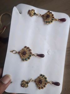 jewelry set green and maroon