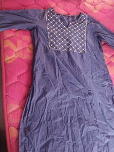 Blue Embroidered Tunic Dress
