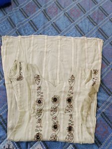 Cream Kurta With Work