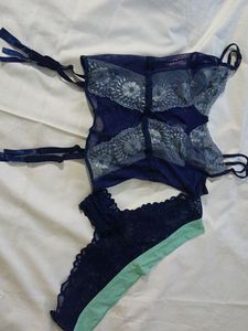 BLUE CORSET AND PANTY
