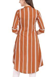 Striped Pattern Kurta With Collar