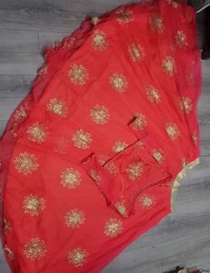 Pink  & Gold Floral Embroidered Lehenga Set