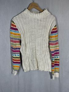 Colorful Sleeve Knit Sweater