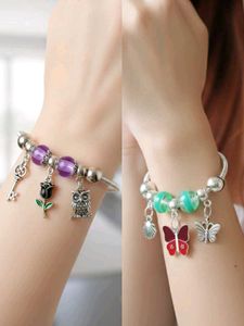 Set Of 2 Charm Pandora Bracelet With Beads