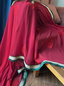 Red Embroidered Saree