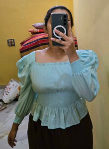 Stylish Blue Puff Sleeve Top