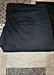 Dark Blue Patterned Trousers