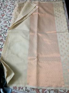 Golden Saree with Beautiful sleeve and back blou
