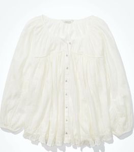 White Long Sleeve Beachy Shirt