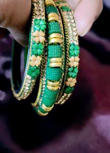 Green &amp; Gold Bangles