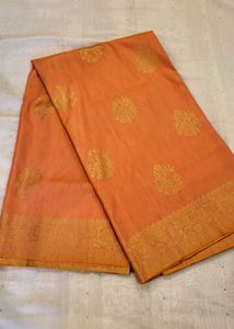 Elegant Orange Silk Saree