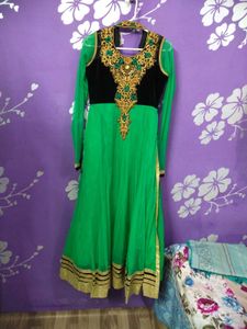Green Embellished Ethnic Gown