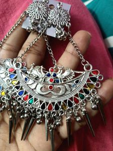 Boho Peacock  Silver Earrings