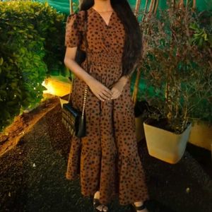 Chic Brown Polka Dot Dress