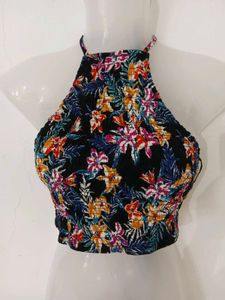 Floral Halter Crop Top
