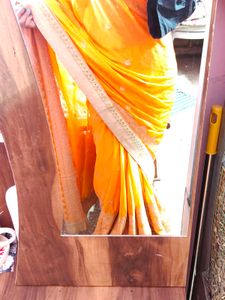 partywear soft orange saree