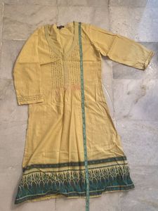Yellow Embroidered Yoke Tunic Dress/Kurta