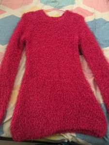 Pink Fuzzy Knit Dress