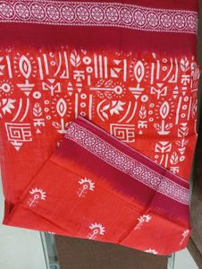 Minu Cotton Printed Saree With Maroon Border