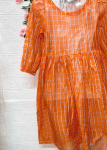 🥳🥳🥳Free! Free! Free!/ Orange Checkered Dress