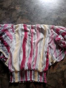 Striped Flutter Sleeve Top
