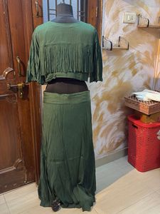 Green Embroidered Skirt &amp; Blouse Set