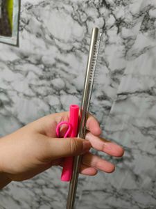 House Of Quirk StainlessSteel&amp; Plastic Straw Combo