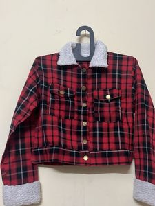 Red Plaid Sherpa Jacket