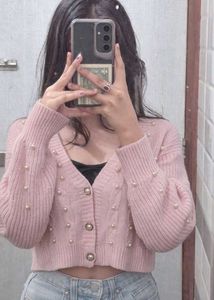 Shein Pearl Detail Cropped Cardigan 💕
