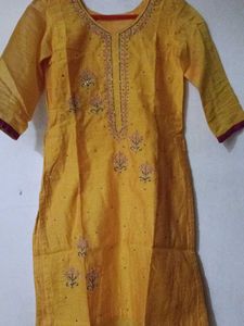 Embroidered Yellow Kurta