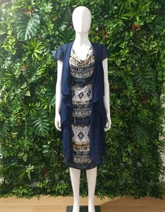 Patterned Dress with Cardigan