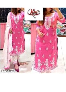 Pink Embroidered Kurti Set