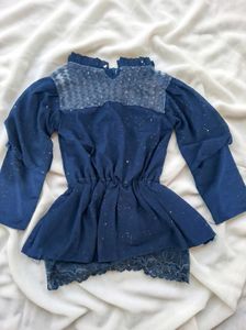 Elegant Blue Peplum Top