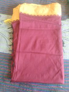 Marron With Gold Border Saree