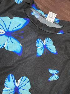 Butterfly Top With Long Sleeve Crop Top