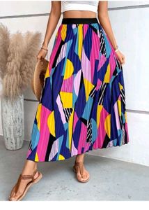 Women Printed Flared Multicolor Skirt
