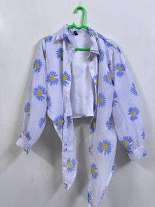 Daisy Print Tie-Front Top
