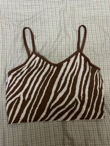 Zebra Print Crop Tank Top
