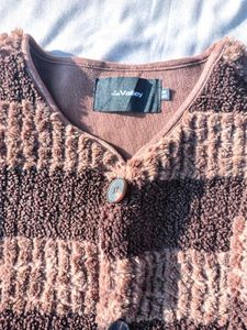 Brown Striped Textured Cardigan