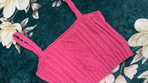 Pink Knit Crop Top