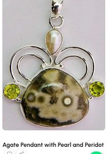 92.5 Agate Pendant Pearl And Peridot