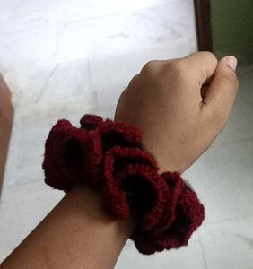 Burgundy Crochet Scrunchie