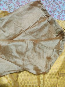 Golden Yellow Silk Kurta Set For Men ( xxxl)
