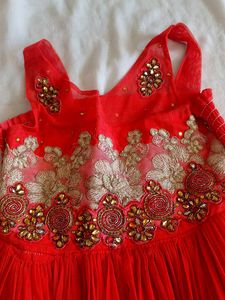 Orange Embroidered Girls Dress.