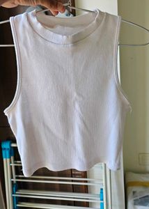 White Ribbed Tank Top