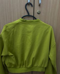 Olive Green Cropped Bomber Jacket