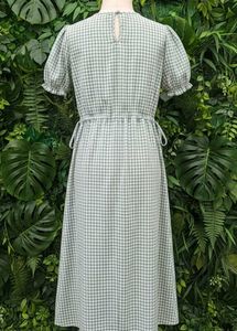 Green Gingham Midi Dress